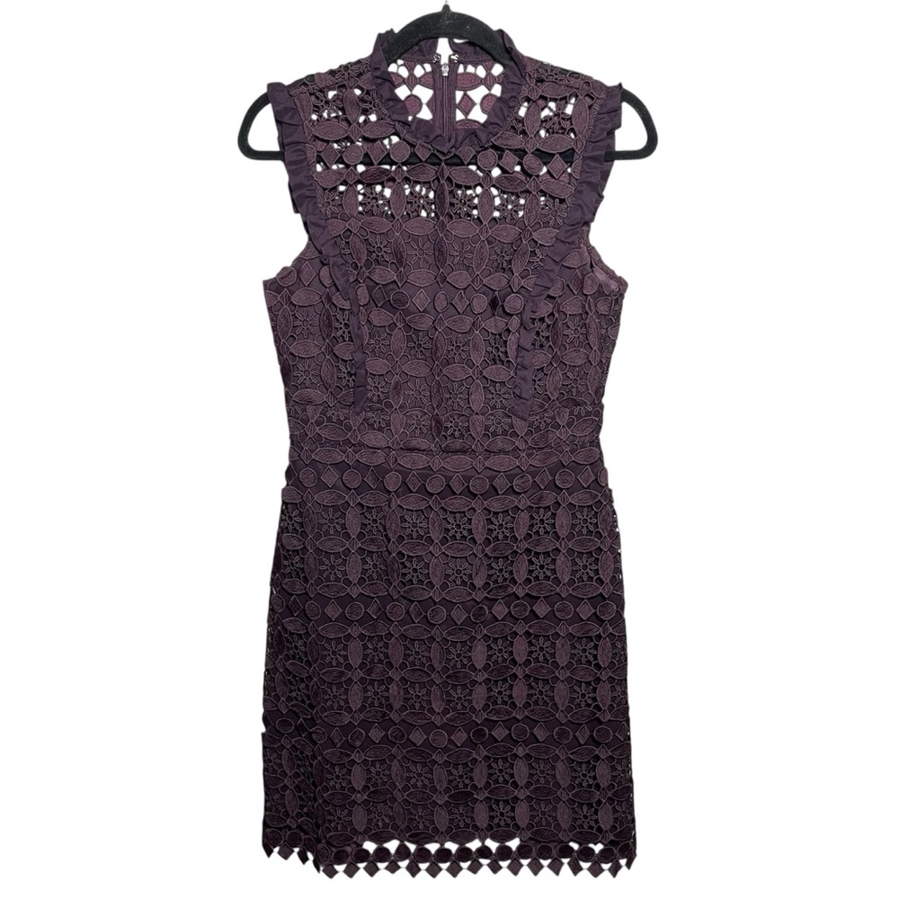 Tahari ASL sleeveless lace dress in a dark purple or plum - Picture 2 of 12